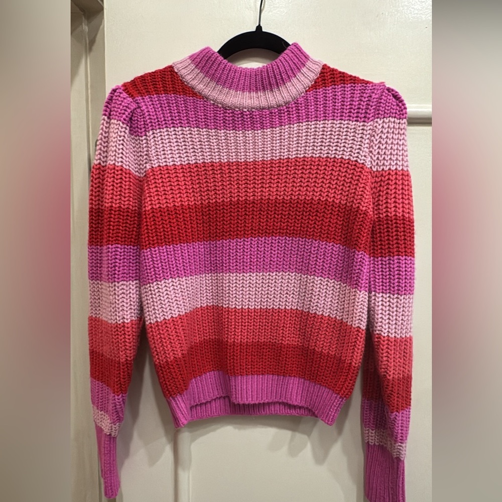 English Factory Chunky Knit Striped Sweater – Pink & Red – Size Small
